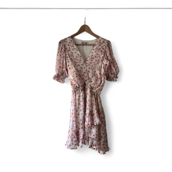 Karina Grimaldi Floral Silk V-Neck mini Dress Size Medium - Picture 2 of 10